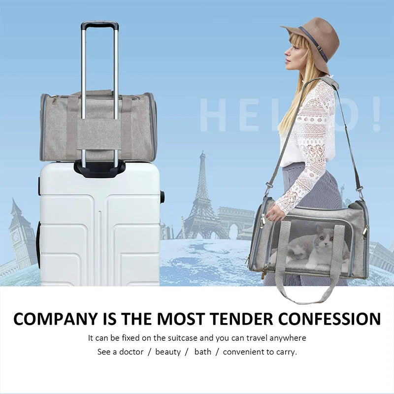 Dog Carrier Bag Soft Side Backpack Cat Pet Carriers Dog Travel Bags Airline Approved Transport For Small Dogs Cats Outgoing