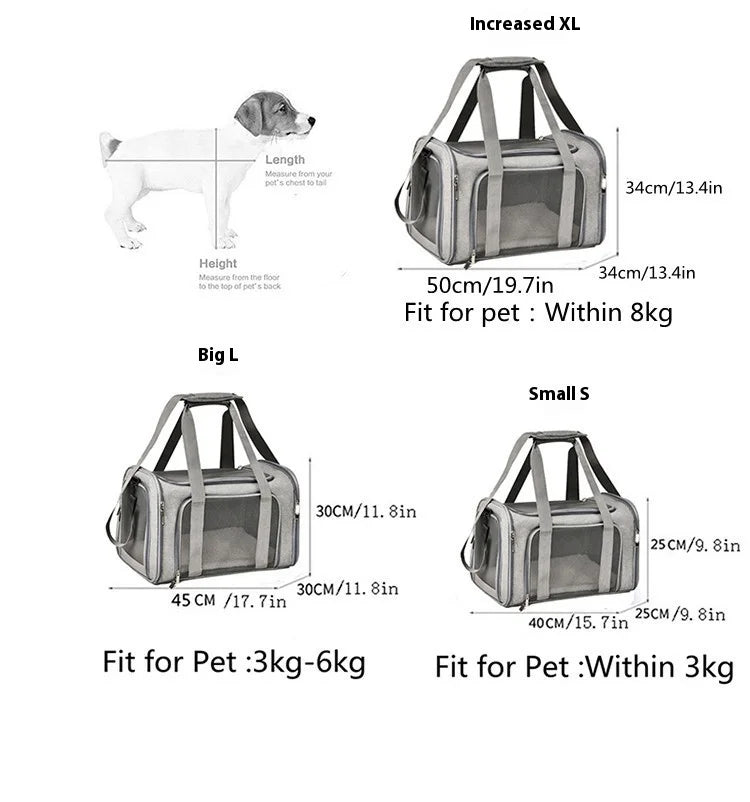 Dog Carrier Bag Soft Side Backpack Cat Pet Carriers Dog Travel Bags Airline Approved Transport For Small Dogs Cats Outgoing
