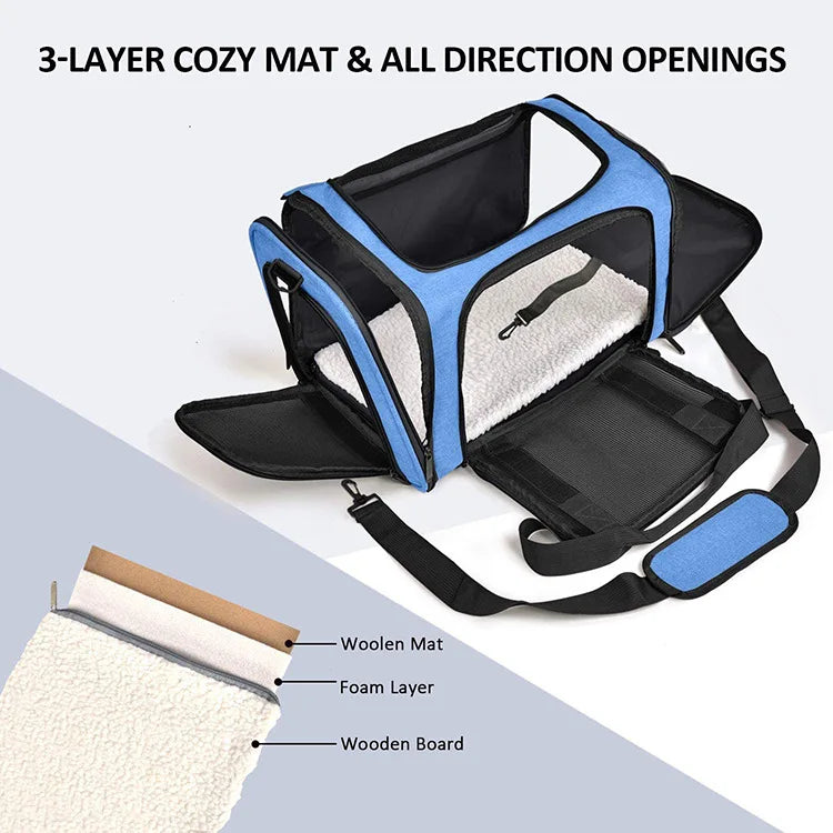 Dog Carrier Bag Soft Side Backpack Cat Pet Carriers Dog Travel Bags Airline Approved Transport For Small Dogs Cats Outgoing