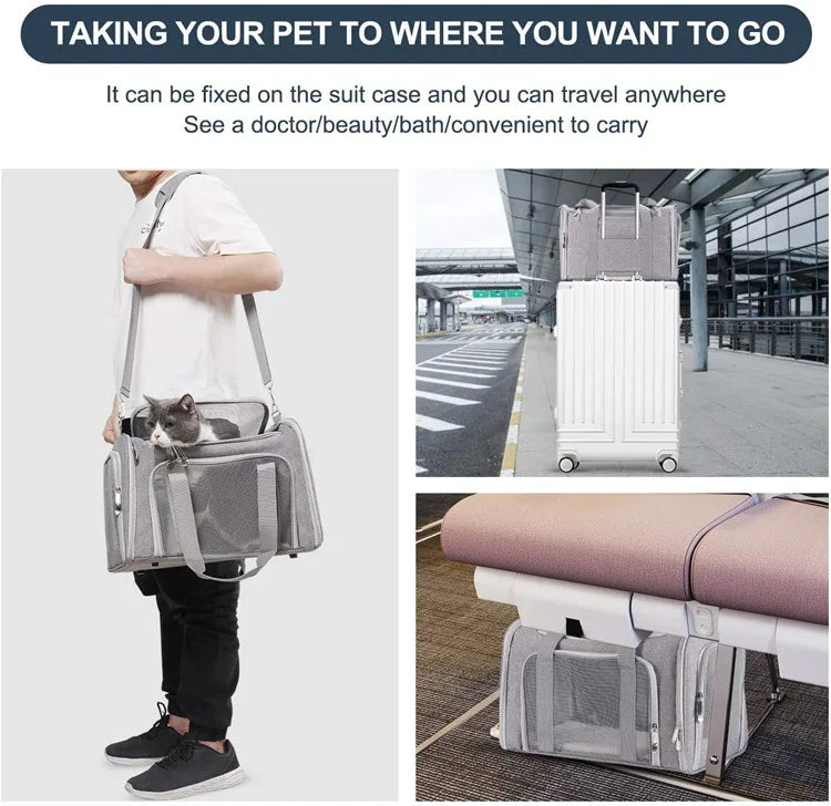 Dog Carrier Bag Soft Side Backpack Cat Pet Carriers Dog Travel Bags Airline Approved Transport For Small Dogs Cats Outgoing