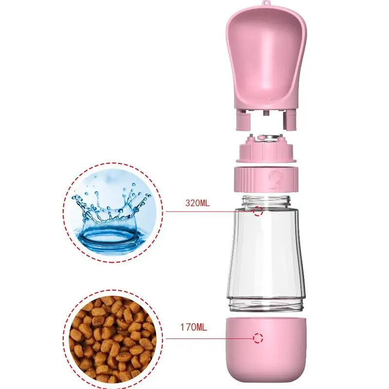 Portable Dog Water Bottle With Food Container Travel 2 in 1 Pet Water Dispenser For Small Large Dogs Cat Labrodor Drinking Bowls